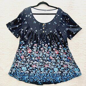 Blouse Size 2XL Lagenlook Babydoll Whimsycore Romantic Cottagecore Boho Floral
